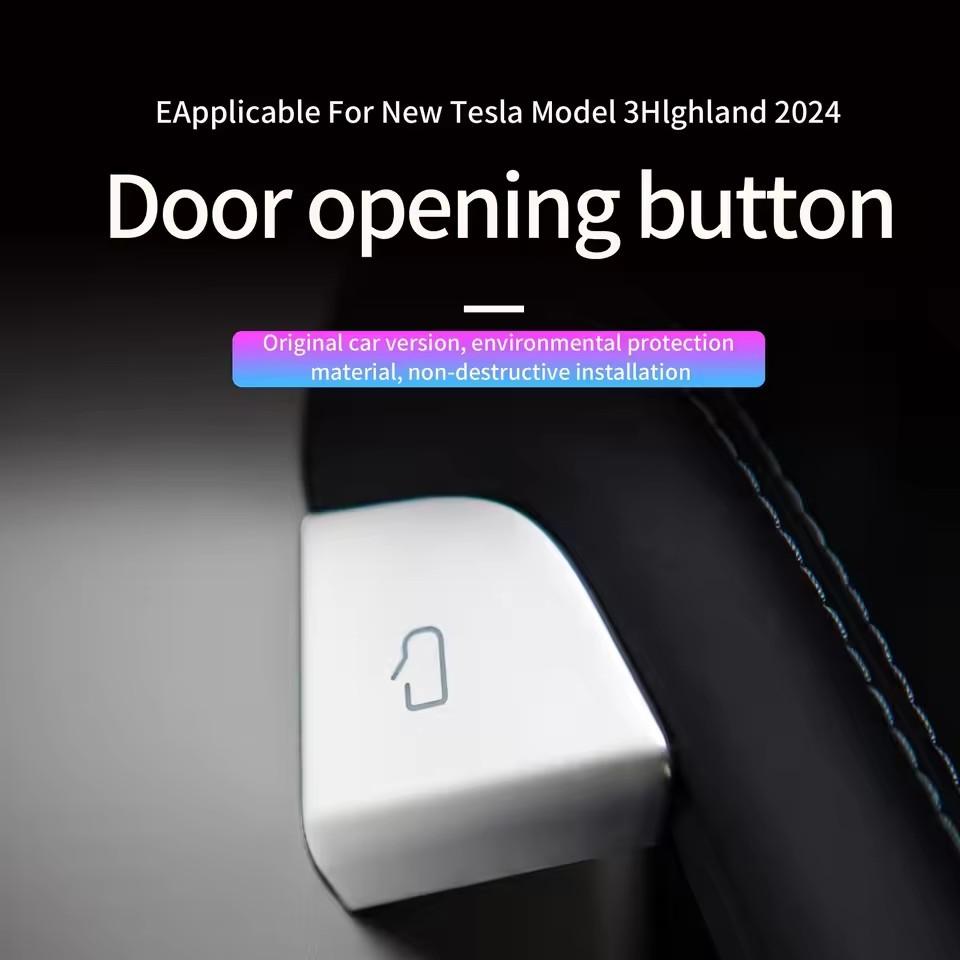 For Tesla Model 3 Highland/Model Y Juniper (2025 Launch) - 4X Car Open Door Button Stickers, Handle Cover & Interior Protection