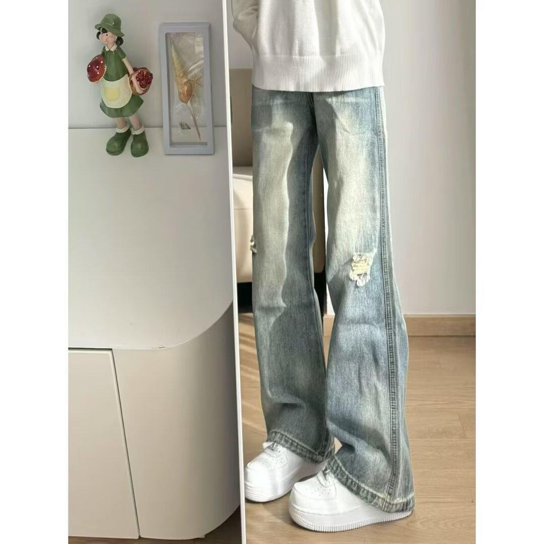 

JYL Унисекс Прямые Джинсы Стиранные Прочные 3D Принт Хип-Хоп Широкие Деним 3XL бездна