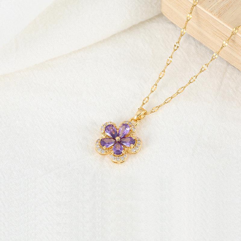 Dopamine Plum Blossom Necklace: Elegant 2025 Women's Clavicle Chain