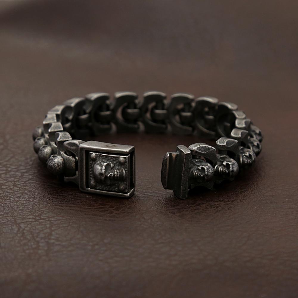 Vintage 316L Stainless Steel Skull Bracelet for Men Boy Punk Hip Hop Skull Bangles Biker Accessories Jewelry