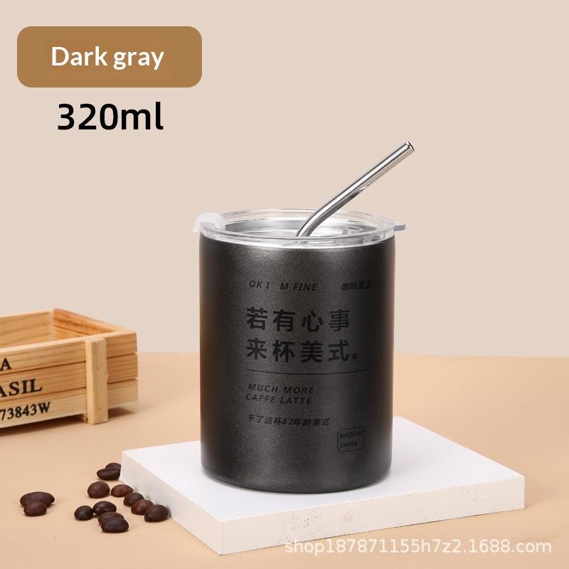 Stainless Steel Insulated American Coffee Mug Portable Outdoor Mug With Straw 320Ml/600Ml