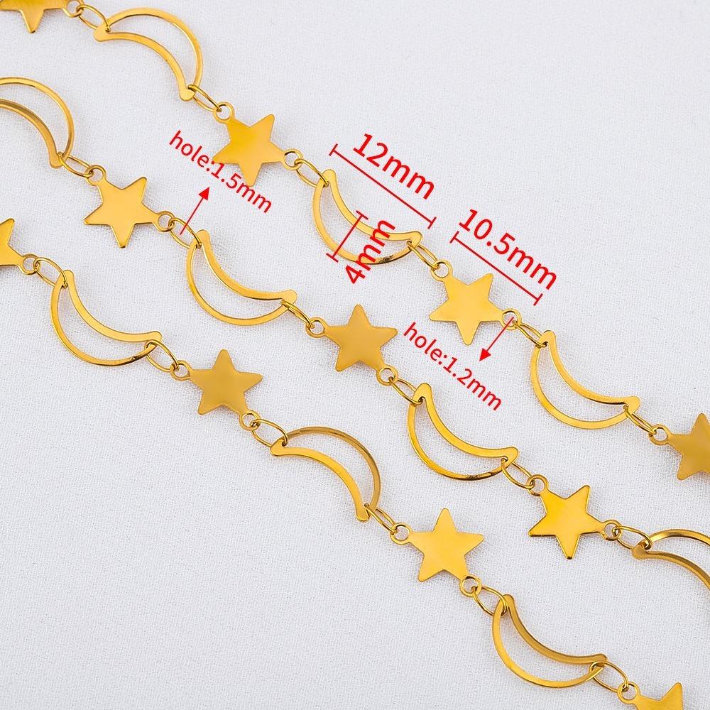 Stainless Steel Hollow Chain Flat Chain 1 Meter Length Heart Connecting Chain Love Moon Star Crown Chain Clothing Accessories