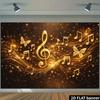 2D Plane Golden Music Note Butterfly Background Cloth - Black and Gold Minimalist Stylezyc