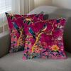 Pink Floral Bird Pillow Cover Double Sided 2Dprint Soft Polyester Cushion Case Living Room Bedroom Sofa Couch Boho Decor Vibrant