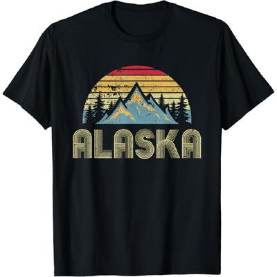 T-shirt Alaska - Rétro Vintage Montagnes Nature Randonnée T-shirt