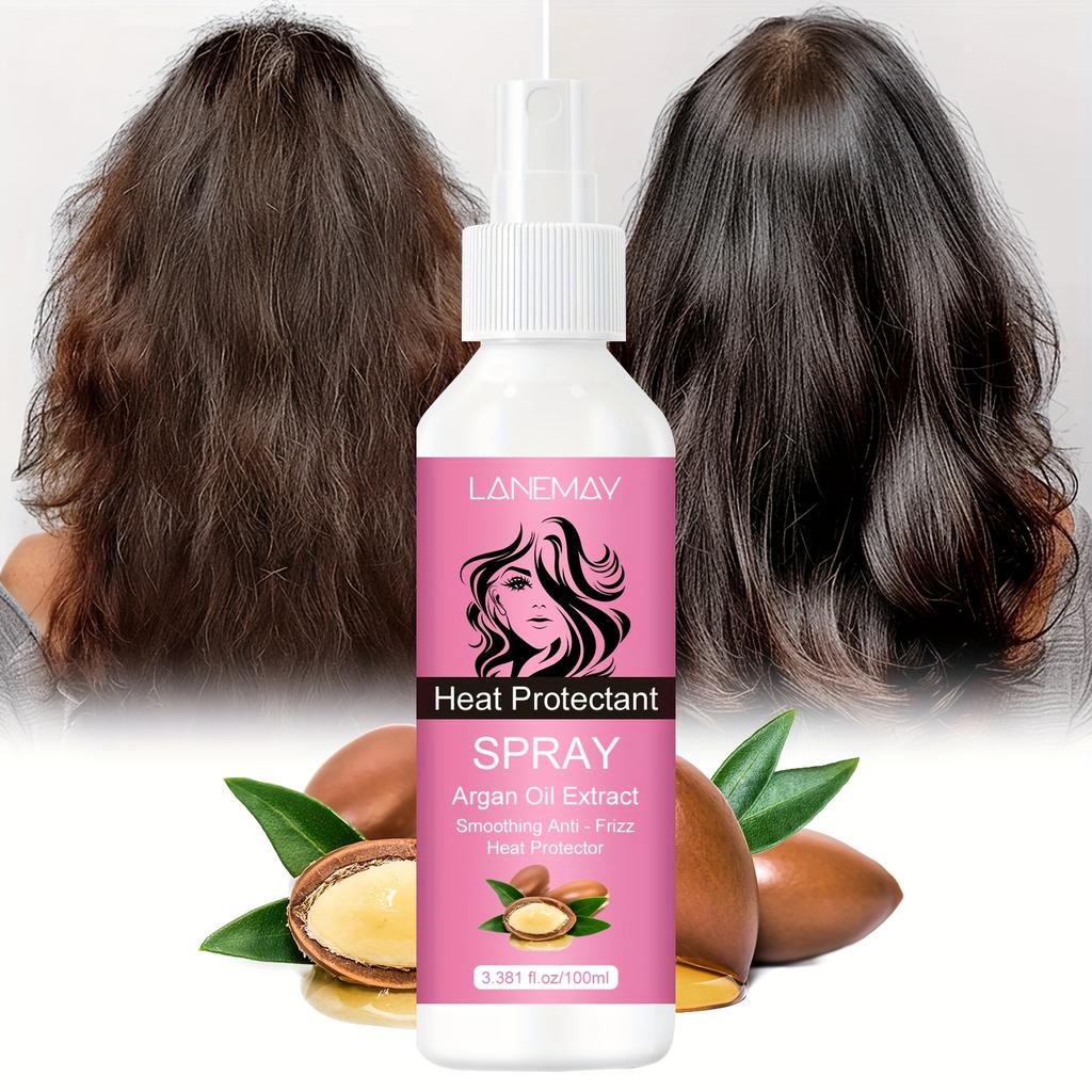 Argan Oil Heat Protection Spray - Provides Lasting Hydration for Hair, Minimizes Breakage and Split Ends, Controls Frizz, and Boosts Shine