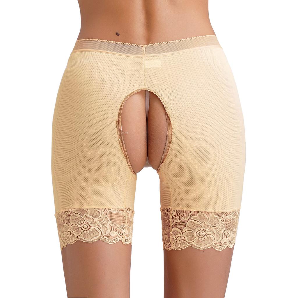 Damen Spitzen Schrittlose Boyshorts Hohe Taille Slips Freches Design Sicherheits-Shorts Slips Clubwear Dating Unterwäsche