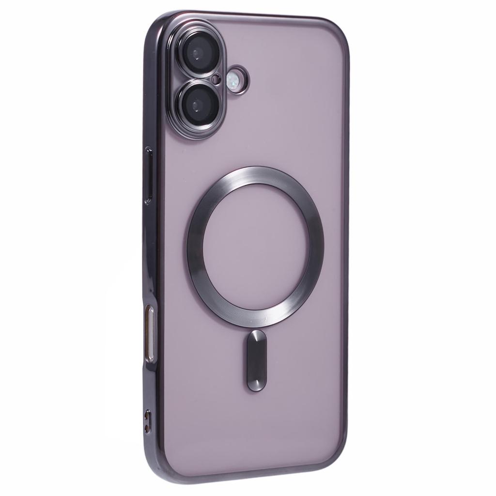 For iPhone 16 Plus Magnetic Case Electroplating TPU Phone Cover with Lens Film