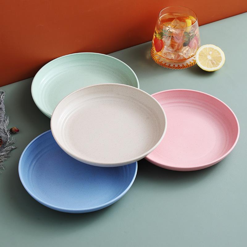 Wheat Straw 20Cm Plate Household Cutlery Vegetable Plate Fruit Plate Plate Salad Plate