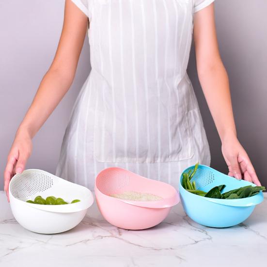 Koszyk do płukania i odsączania ryżu Lekki Plastik spożywczy Dwupoziomowy Otwory drenażowe Warzywa Owoce Przechowywanie Kuchnia