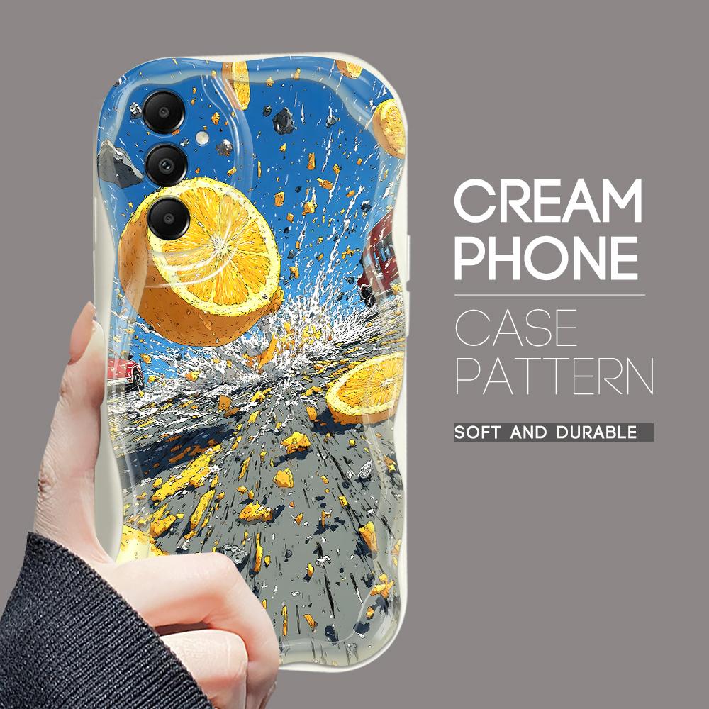 

Милый мультяшный узор, кремовая текстура, мягкий силиконовый чехол с волнистыми краями, чехол для телефона Samsung Samsung F04 белый