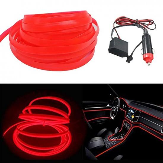 5M Red LED Auto Interior Car Strip Light Decor Atmosphere Cold Wire Lamp 12V