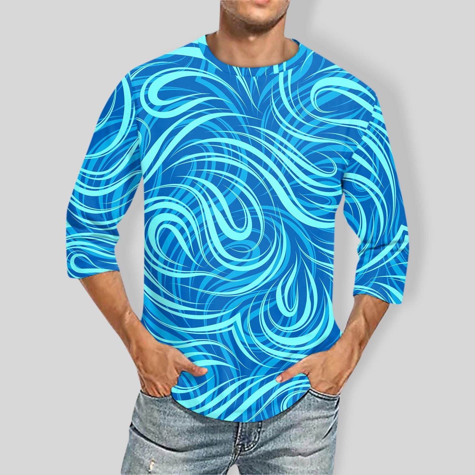 

Мужская повседневная модная футболка с круглым вырезом и рукавом три четверти M