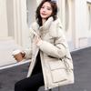 Waist hooded cotton clothes women's new medium and long loose thickened warm student winter coat tide