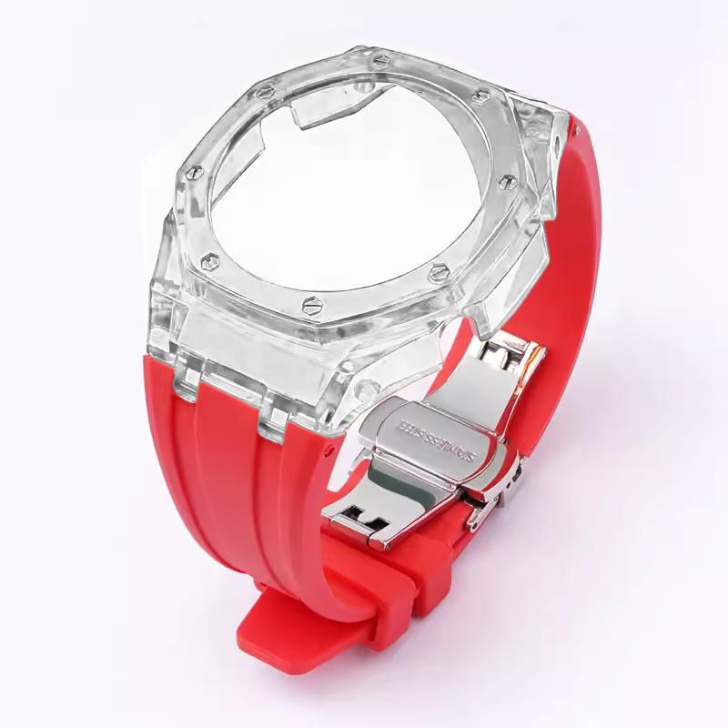 For Casioak G-Shock GA-2100 GM-2100 GMA-S2100 GA2100 Mod Kit Transparent PC Case Rubber Strap Watchband Replacement Accessories