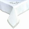 Beige Table Runner with Embroidery 85x85 Elegant As Linen