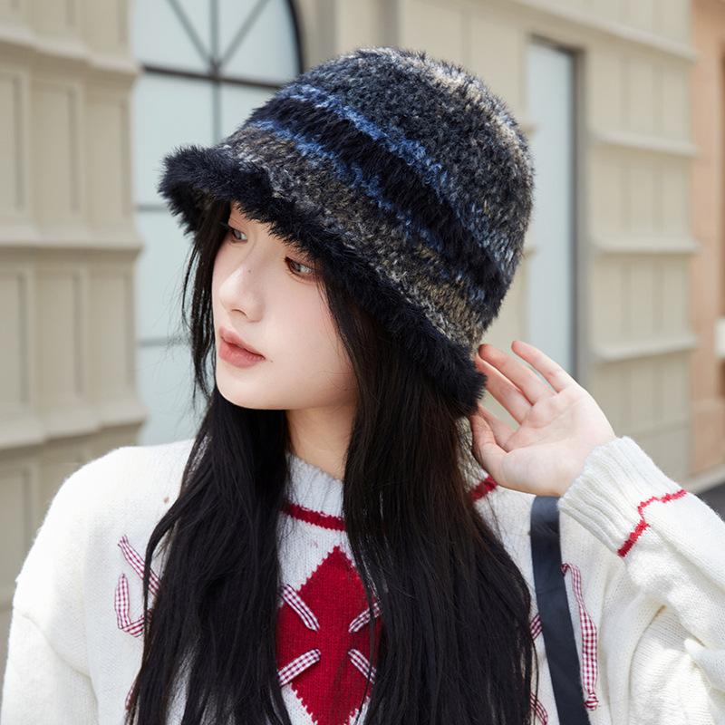 Fisherman Hat Women's Autumn and Winter Versatile Korean Style Basin Hat Warm and Fashionable Colorful Face Showing Small Bucket Hat