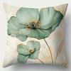 Vintage Floral Pillow Covers Teal Lotus Pattern Cushion Covers Zippered Single Sided Sofa Living Room Bedroom Home Botanical Art