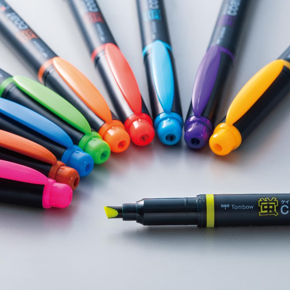 Tombow Pencil Fluorescent Kei Coat Twin Type Pen Polymer Coated 10 Pen, (Strong Tip! Lead), Colors, WA-TC10C