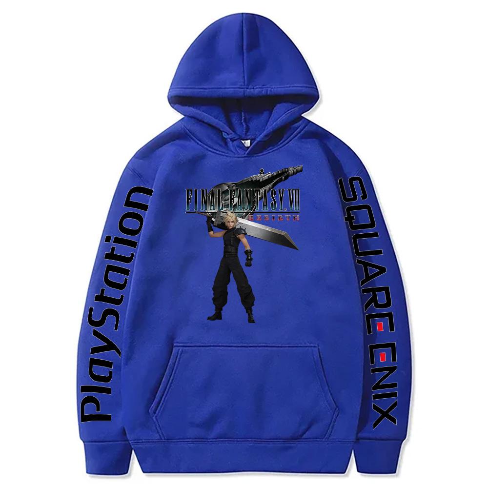 Cloud Strife Buster Sword Hoodies Final Fantasy VII Rebirth Pullovers Hot Game Harajuku Aesthetic Sweatshirts Unisex High Street Tops