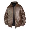 Men's Stand Up Collar PU Leather Jacket, Slim Fit Motorcycle Jacket, Versatile Top