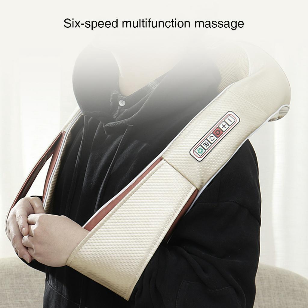 100-220V Cordless Rechargeable Neck Shoulder Massager Shiatsu Massage 3D Nodes Bidirectional Rotation Optional Heat