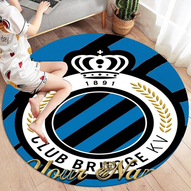 Club Brugge KV Custom Name Round Area Rug,Carpet Rug for Living Room Bedroom Sofa Playroom Decor,Non-slip Floor Mat