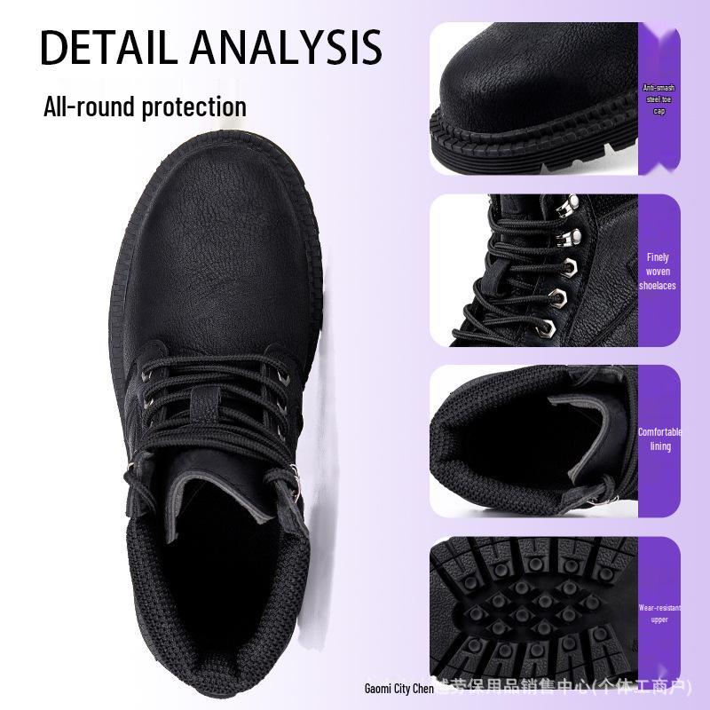 Men's High-Top Anti-Smash, Anti-Puncture, Non-Slip, Water-Repellent Work Boots for Outdoor, Wear-Resistant and Comfortable for Long-Standing.