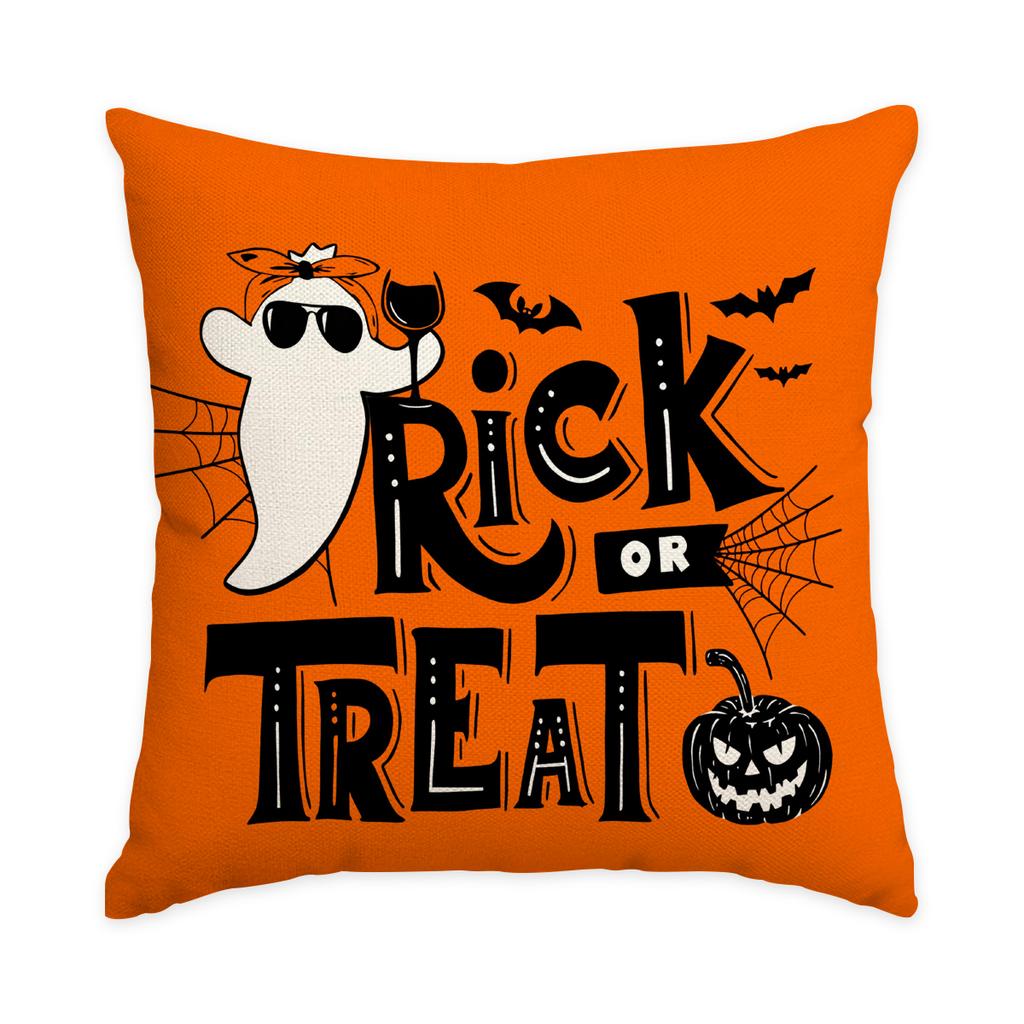 1/4Pcs Halloween Pillow Cover, Spider Web, Witch Castle, Pumpkin Pattern Printed Backrest Cover, Halloween Sofa Decoration,