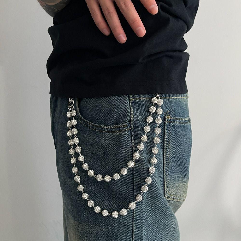 Zinc Zinc Zinc Alloy Punk Belt Chain Tassel Pants Chain Cool Pearl Waist Chain  Male