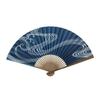 Used Plastered Kyoto Folding Fan [Blue Wave] for Men, Ebony, Sensu, Souvenir, Gift, Japanese Accessories, Paper Fan, Interior
