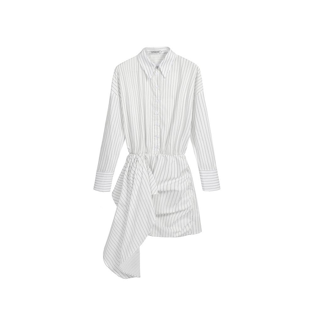 2026 Spring/Summer Women's Striped Shirt Dress - Casual Fashionable Bodycon Skirt Design