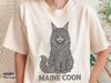 Maine Coon Illustration T-shirt | Detailed Line Art Cat Tee