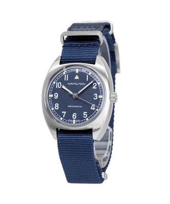 Khaki Aviation Pilot Pioneer blaues Zifferblatt mechanische H76419941 100M Herrenuhr
