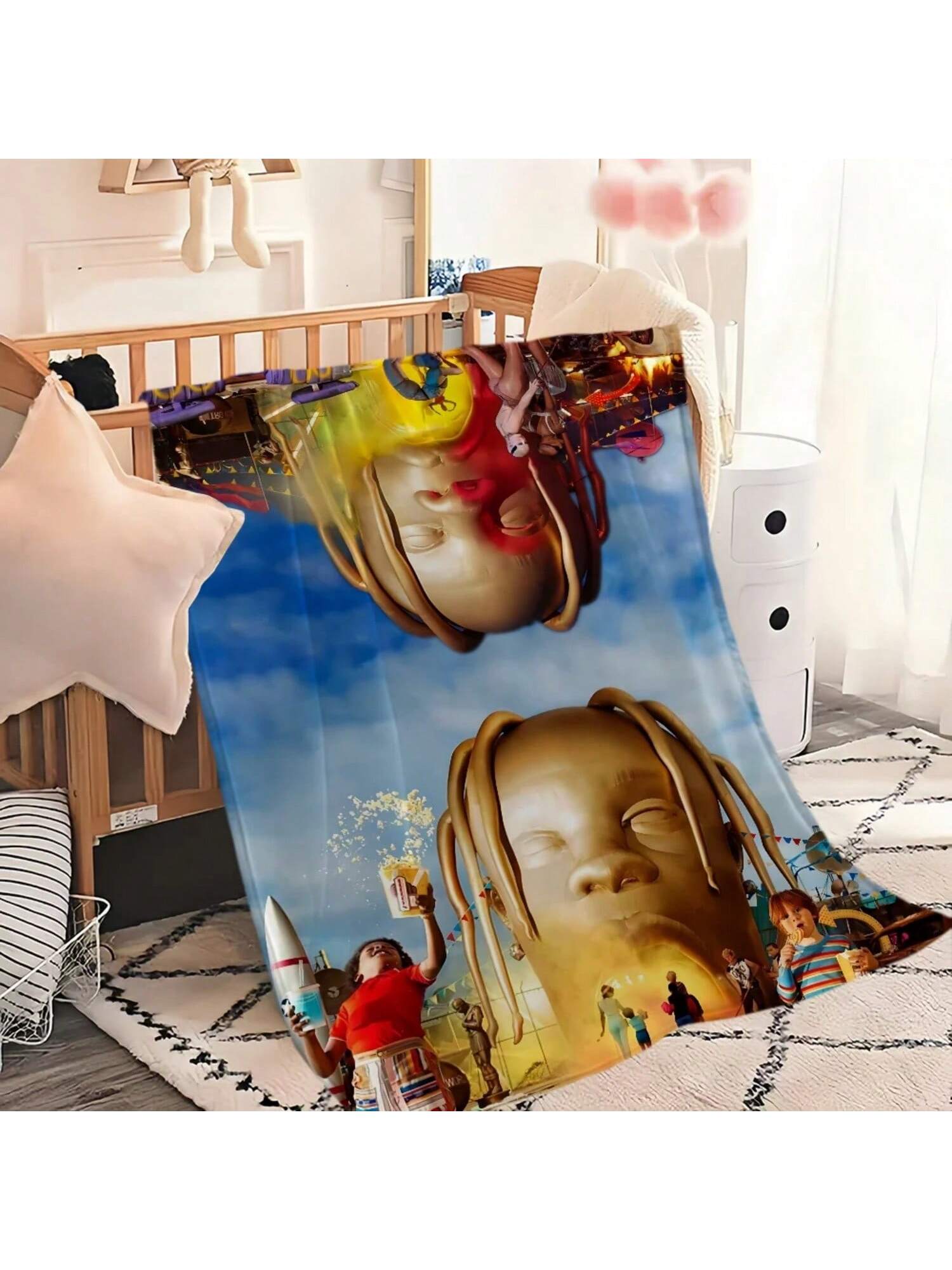 T-Travis-ES Blanket Album  Warm Comfort Soft Plush Blanket For Sofa Living Room S-ScottS Office Bedroom Travel Gift 75X95CM