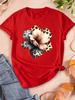 Watercolor Leopard Print Flower Women T-shirt Fashion Graphic Clothing Funny Harajuku T-shirt Female Clothes Tops