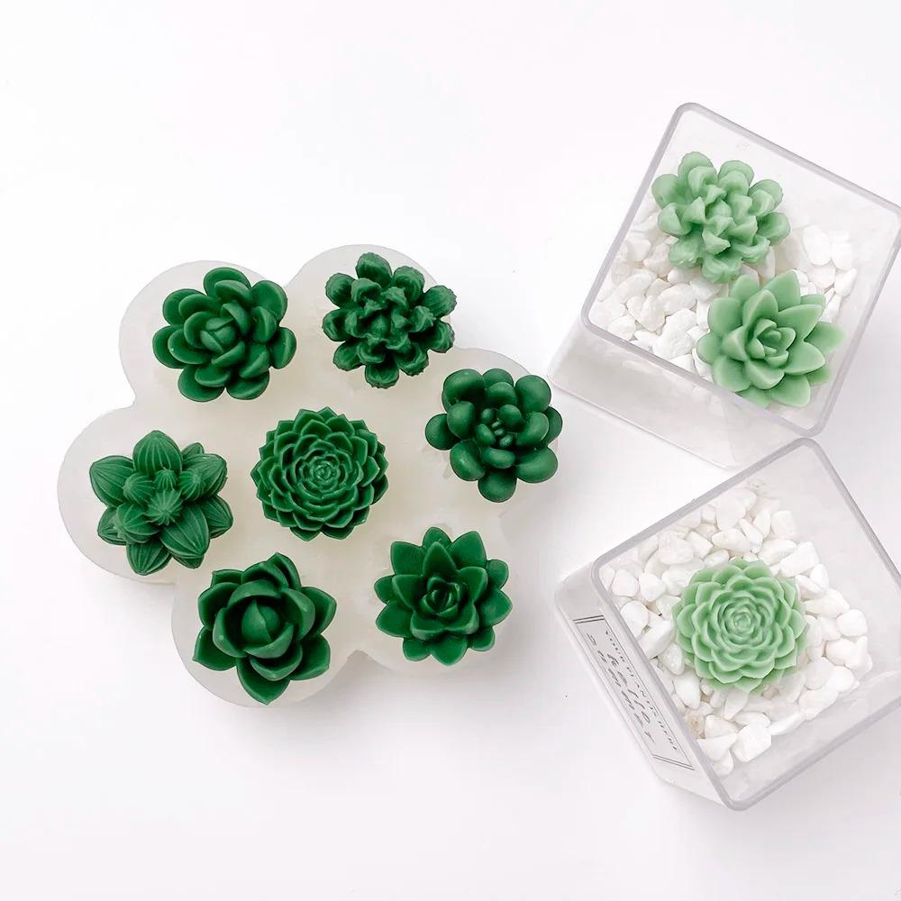 7Pcs Flower Silicone Molds 3D Rose Peony Chocolate Cake Baking Mold Handmade Candle Soap Gypsum Resin Handicraft Making Tools