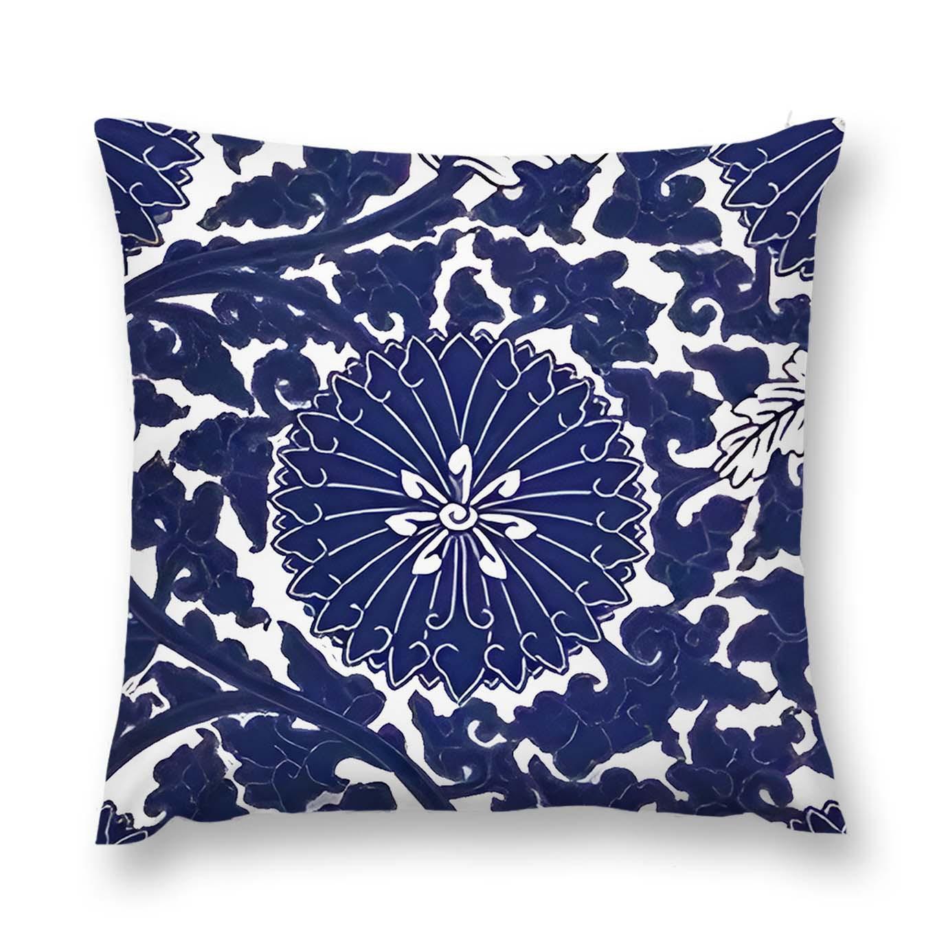 

Blue and White Porcelain Series throw pillow covers with digital printing of short plush fabric Car-shaped sofa cushion 35x35CM(13in)