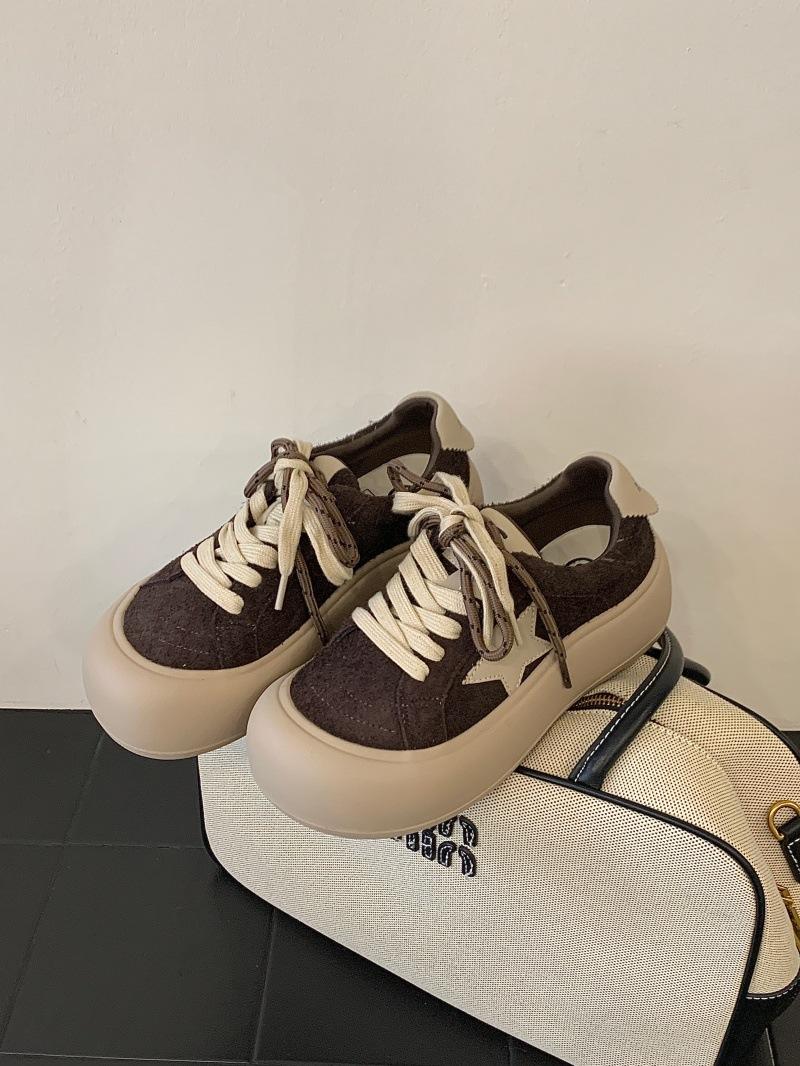 

Shou Valley платформа нишевые кроссовки женские 2025 новая осень корейская версия спортивные и повседневные универсальные женские туфли немецкие тренировочные туфли 39 темно-коричневого