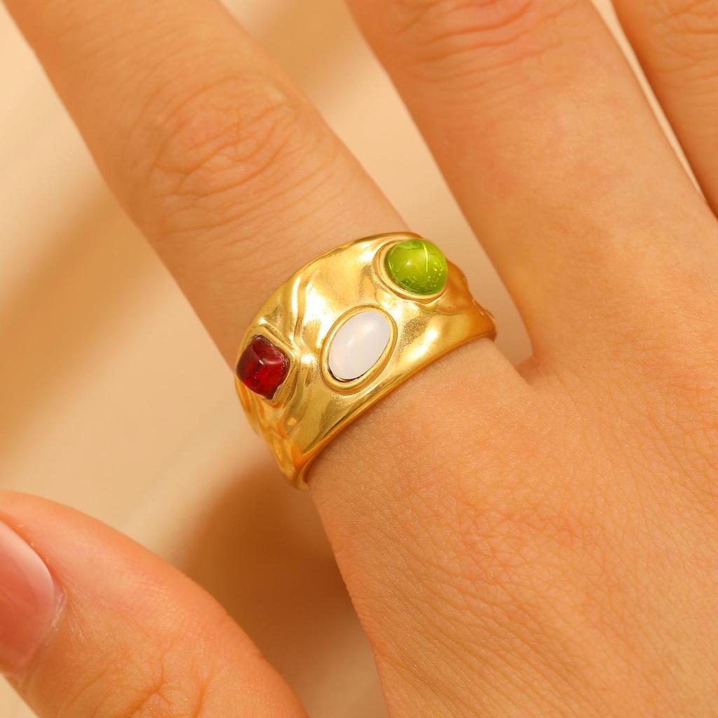 Vintage Turquoise Stainless Steel Open Finger Ring for Women