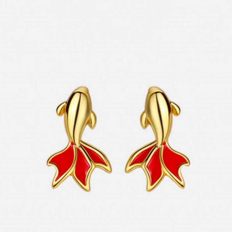 2026 Year of the Dragon Lucky Koi Earrings: Elegant New Year Atmosphere, Chinese Style Studs