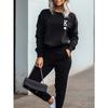 Conjunto de Moletom com Gola Redonda e Calça de Tricô para Mulheres, Conjunto de 2 Peças, Resistente a Amassados, Fácil de Cuidar