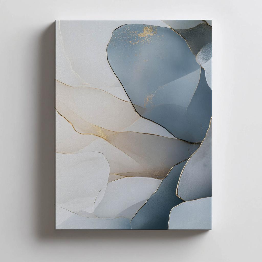 Floral Elegance In Shades of Blue Floral Elegance In Shades of Blue, 50X70 Cm, Black Aluminum Frame, 230 Gsm Matte Paper