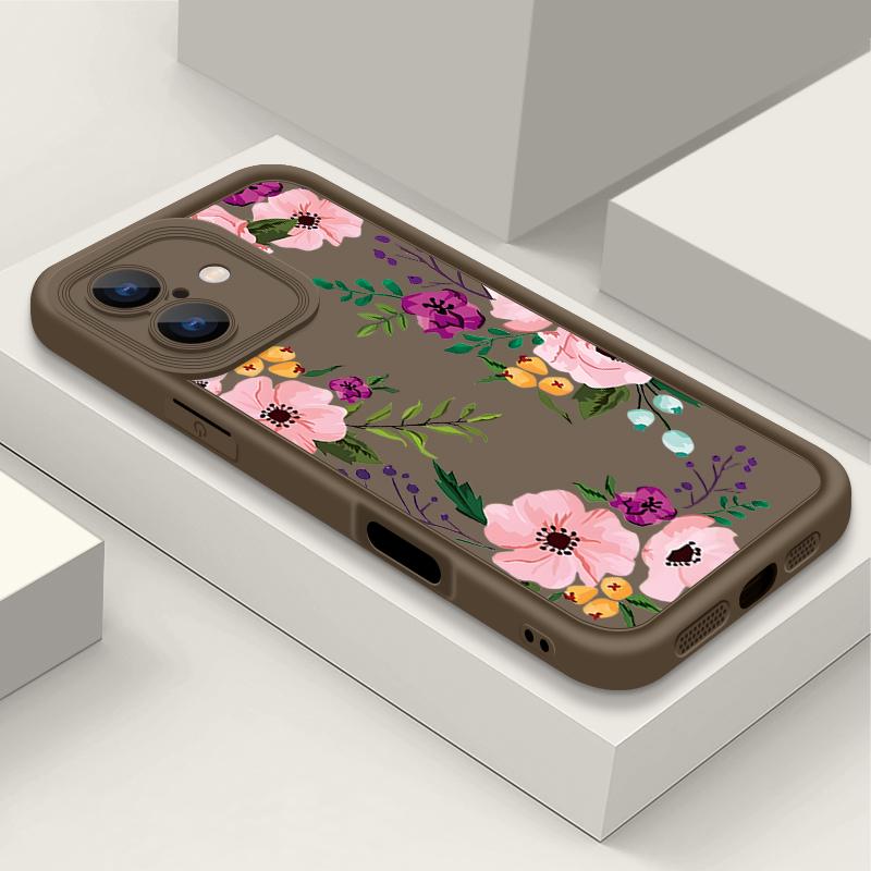 Luxury Floral Print TPU Matte Case For iPhone 16 Pro Max 15 Pro 14 13 12 11 XS XR 8 7 Soft Silicone Shockproof Phone Cover