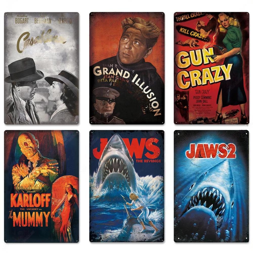 Vintage Metal Tin Signs Classic Retro Movie Posters Decor Tin Signs Plaque Iron Movie Poster Wall Decoration for Bar Pub Club