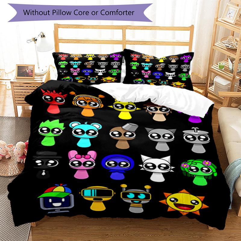 3pcs Sprunki9 pattern bedding set duvet cover set includes duvet cover &pillowcases, perfect all season bedroom decoration & gift