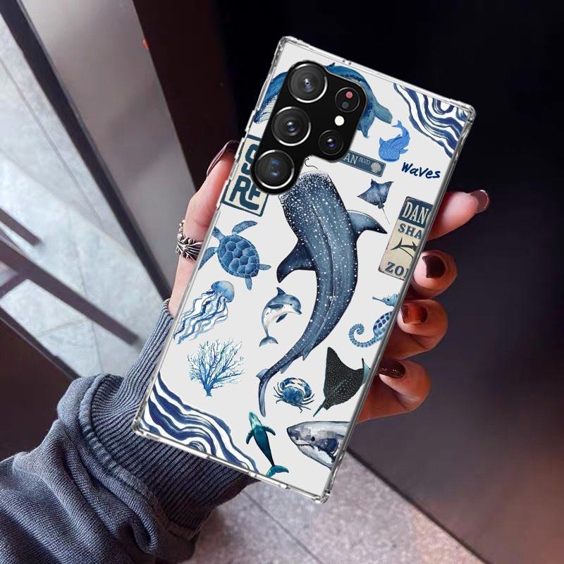 

Ocean Starfish Sea Turtle Shark Phone Case For Samsung Galaxy S26 S25 Edge S24 S23 Ultra S22 Plus S21 S20 FE Soft TPU Back Cover Samsung S24 Plus