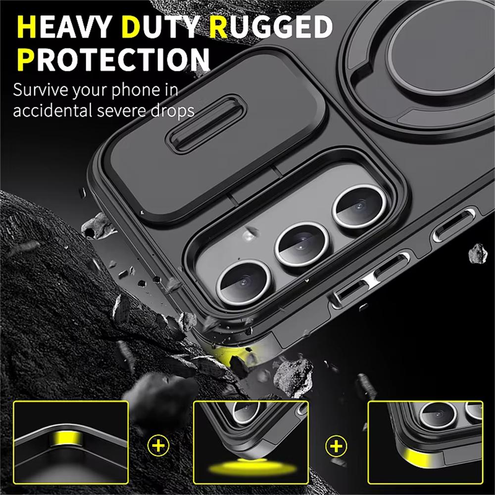 Slide Camera Protection Ring Stand Armor Phone Cases For Samsung Galaxy A56 A36 A16 A55 A35 A15 A54 A14 5G Case Magnetic Cover
