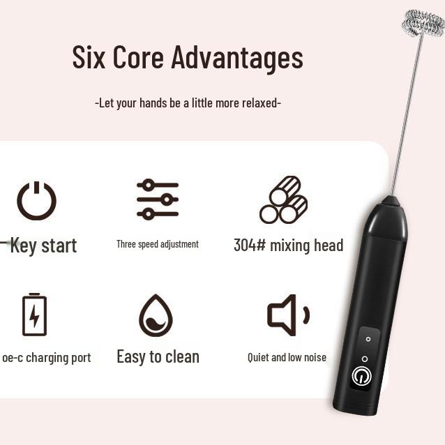 Electric Handheld Milk Frother and Egg Beater - Food Grade Small Mixer for Coffee
