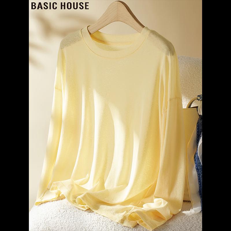 Basic House Women s Round Neck Long Sleeve T-Shirt One Size